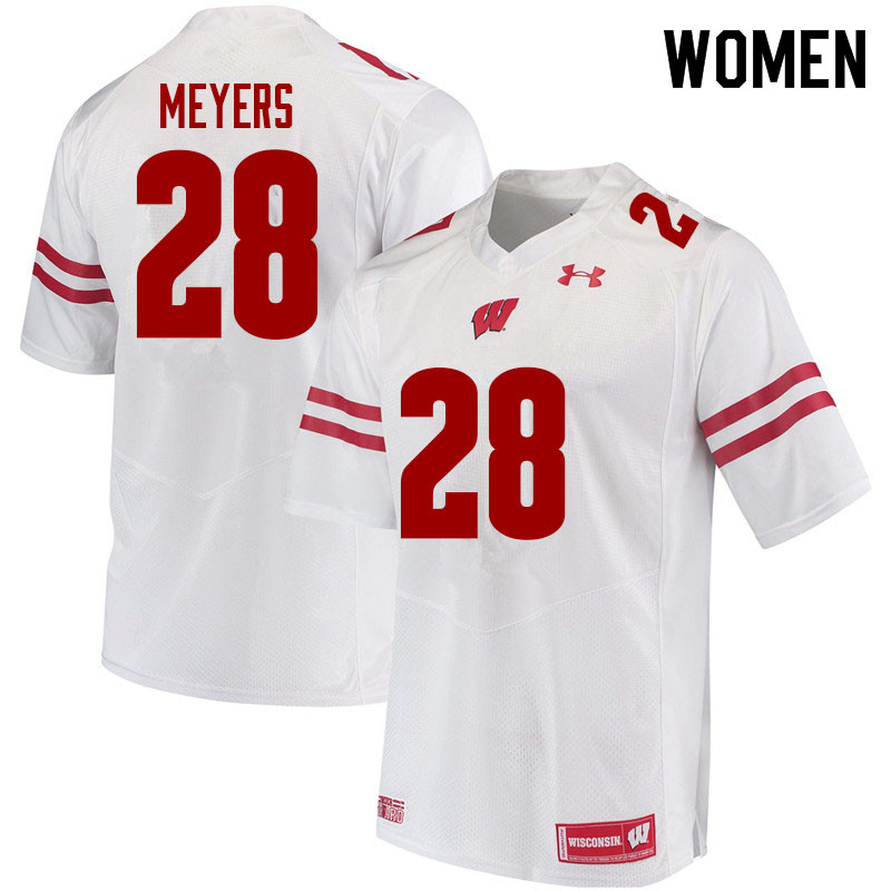 Wisconsin Badgers Women's #28 Gavin Meyers NCAA Under Armour Authentic White College Stitched Football Jersey NO40L87IN